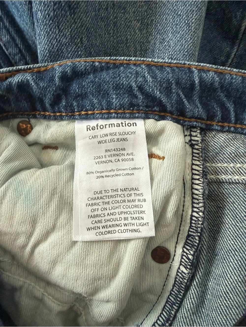 Reformation Cary Low Rise Slouchy Wide Leg Jeans – Size 26